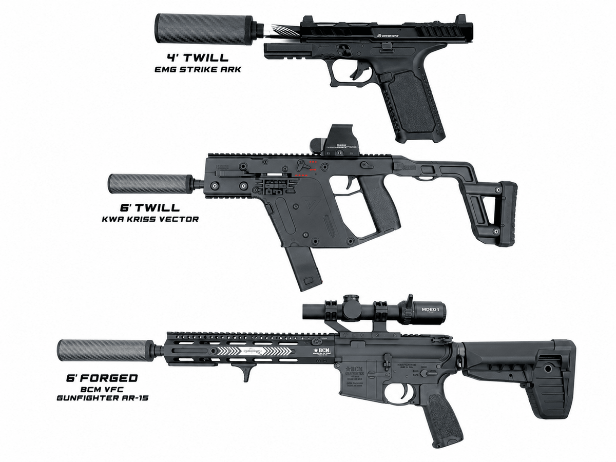 MNA Gen 6 Phantom™ Carbon Fiber Airsoft Suppressor - KA Tech Airsoft - Suppressor