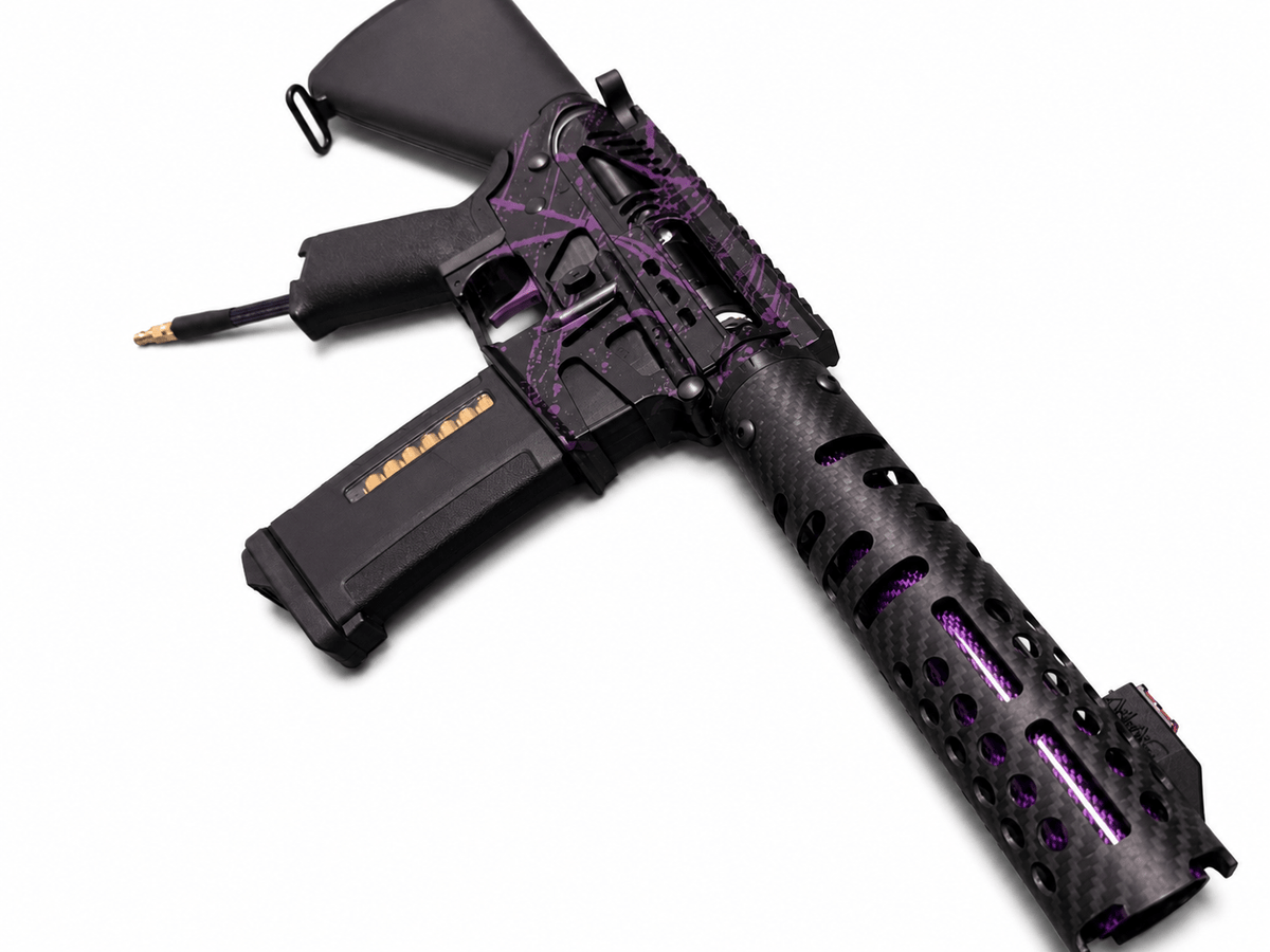 KA Tech MAC Polarstars F2 AR8 HPA M4 Stuby Type 5 Skeletonized Cerakote Splatter - KA Tech Airsoft - Polarstar F2