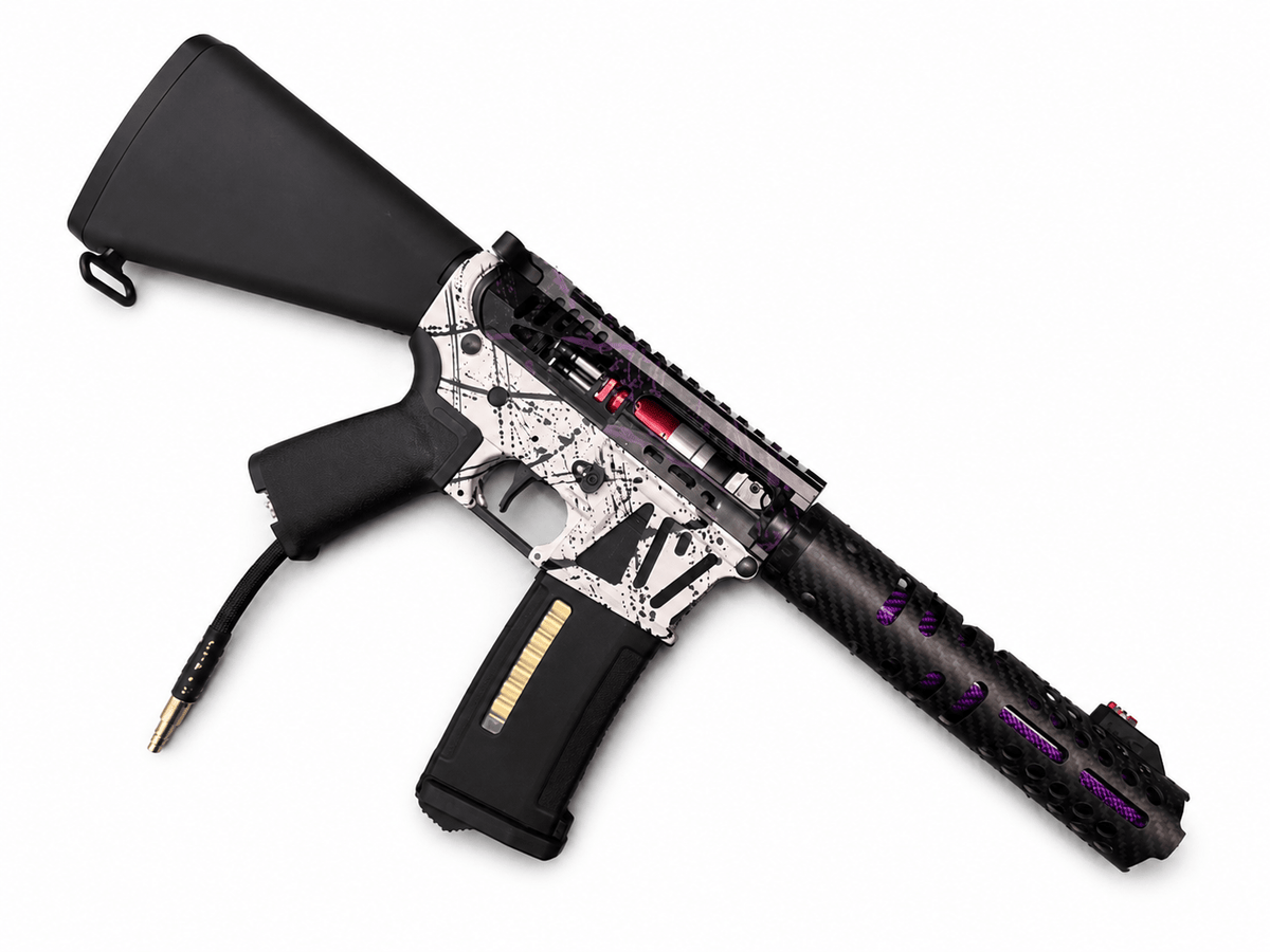 KA Tech MAC Airtac Polarstars F2 AR8 HPA M4 Stuby Type 4 Skeletonized Cerakote Splatter - KA Tech Airsoft - Polarstar F2