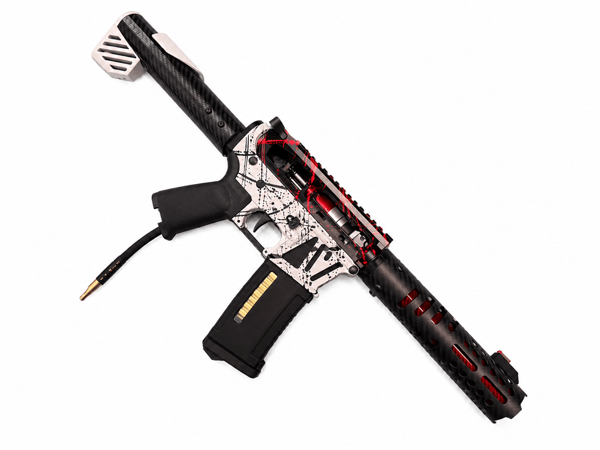 KA Tech MAC Polarstars F2 AR8 HPA M4 Carbon Type 4 Skeletonized Cerakote Splatter - KA Tech Airsoft - Polarstar F2