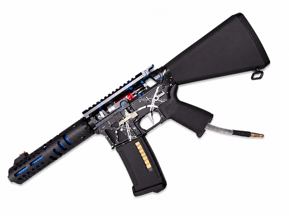 KA Tech MAC Airtac Polarstars F2 AR8 HPA M4 Stuby Type 1 Skeletonized Cerakote Splatter - KA Tech Airsoft - Polarstar F2