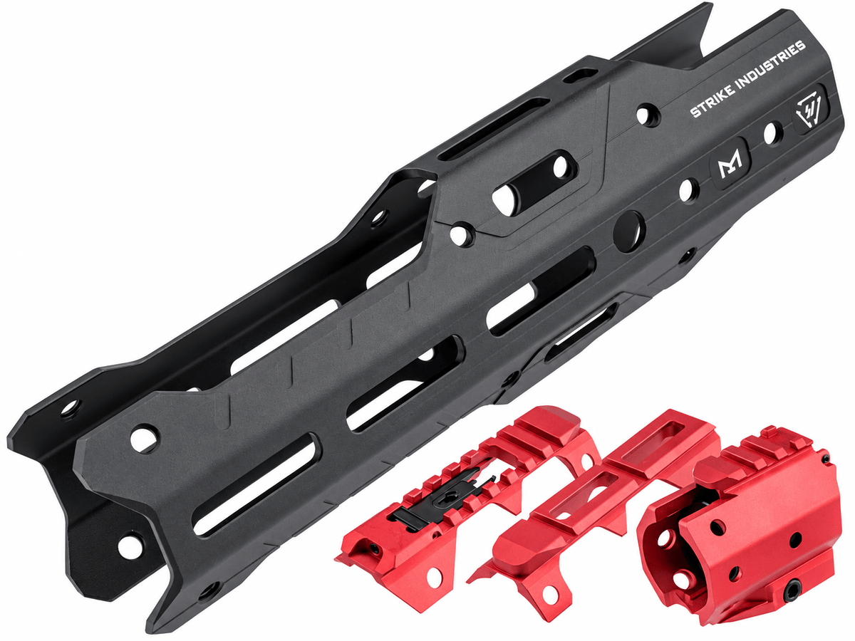 EMG x Strike Industries GRIDLOK Main Handguard Body | 8.5" Black w/ Red Attachment Kit - KA Tech Airsoft - Handguard