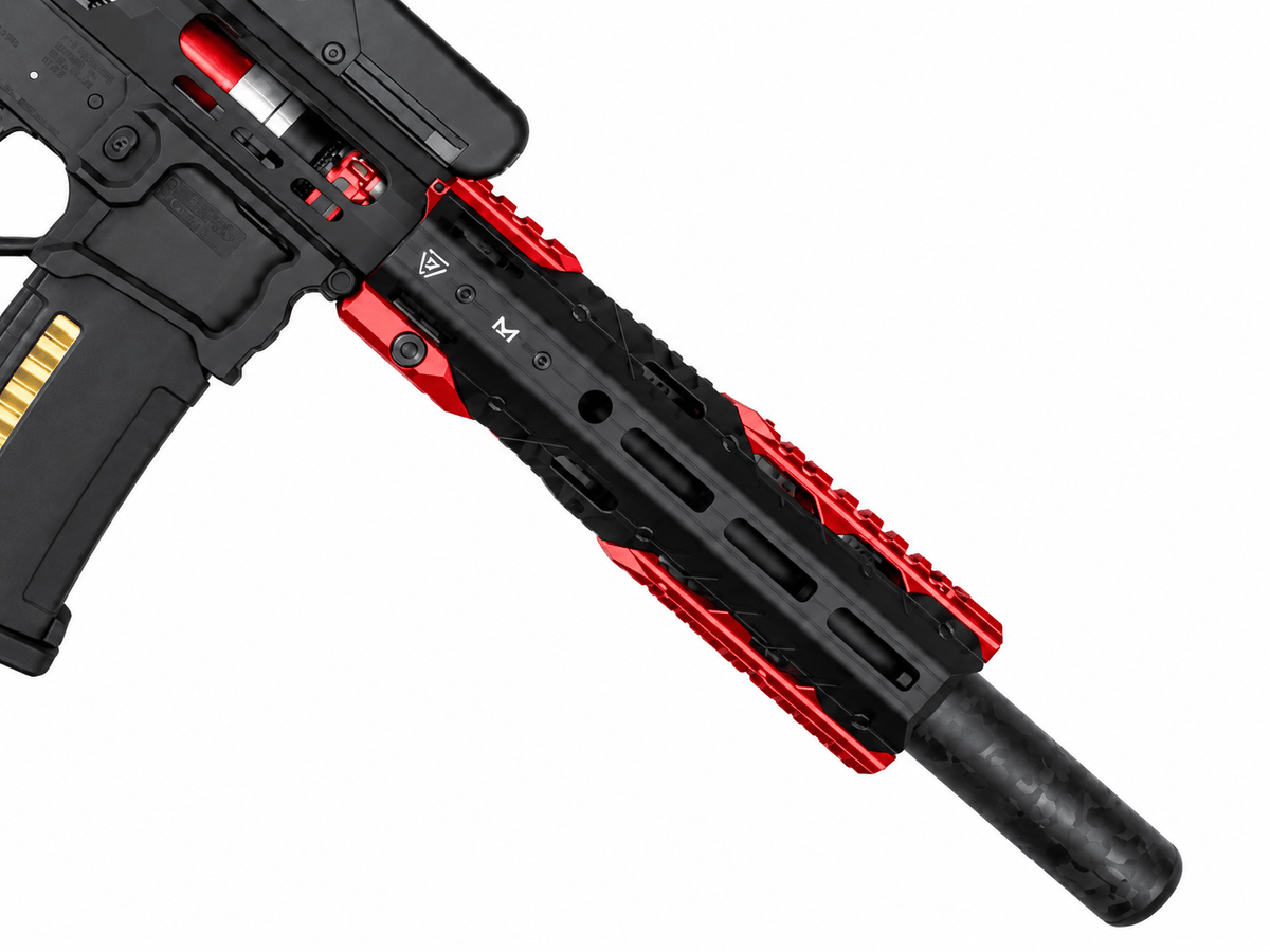 EMG x Strike Industries GRIDLOK Main Handguard Body | 8.5" Black w/ Red Attachment Kit - KA Tech Airsoft - Handguard