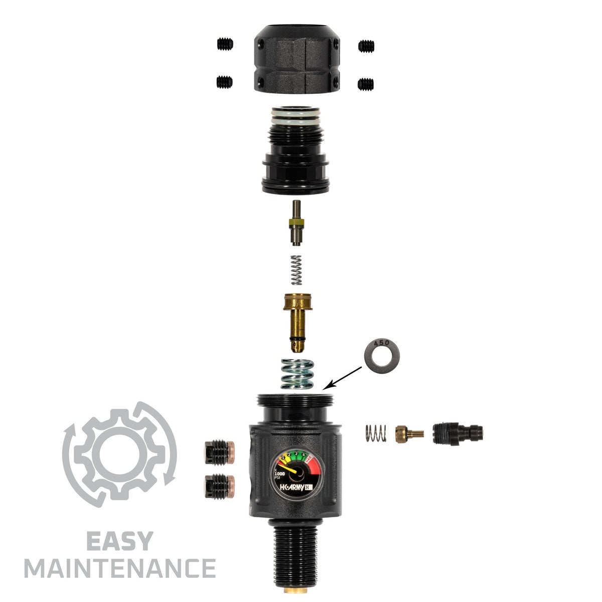 Turbine Pro Regulator - Long Body - Adjustable & Rotational - Black - KA Tech Airsoft - Tank Regulator
