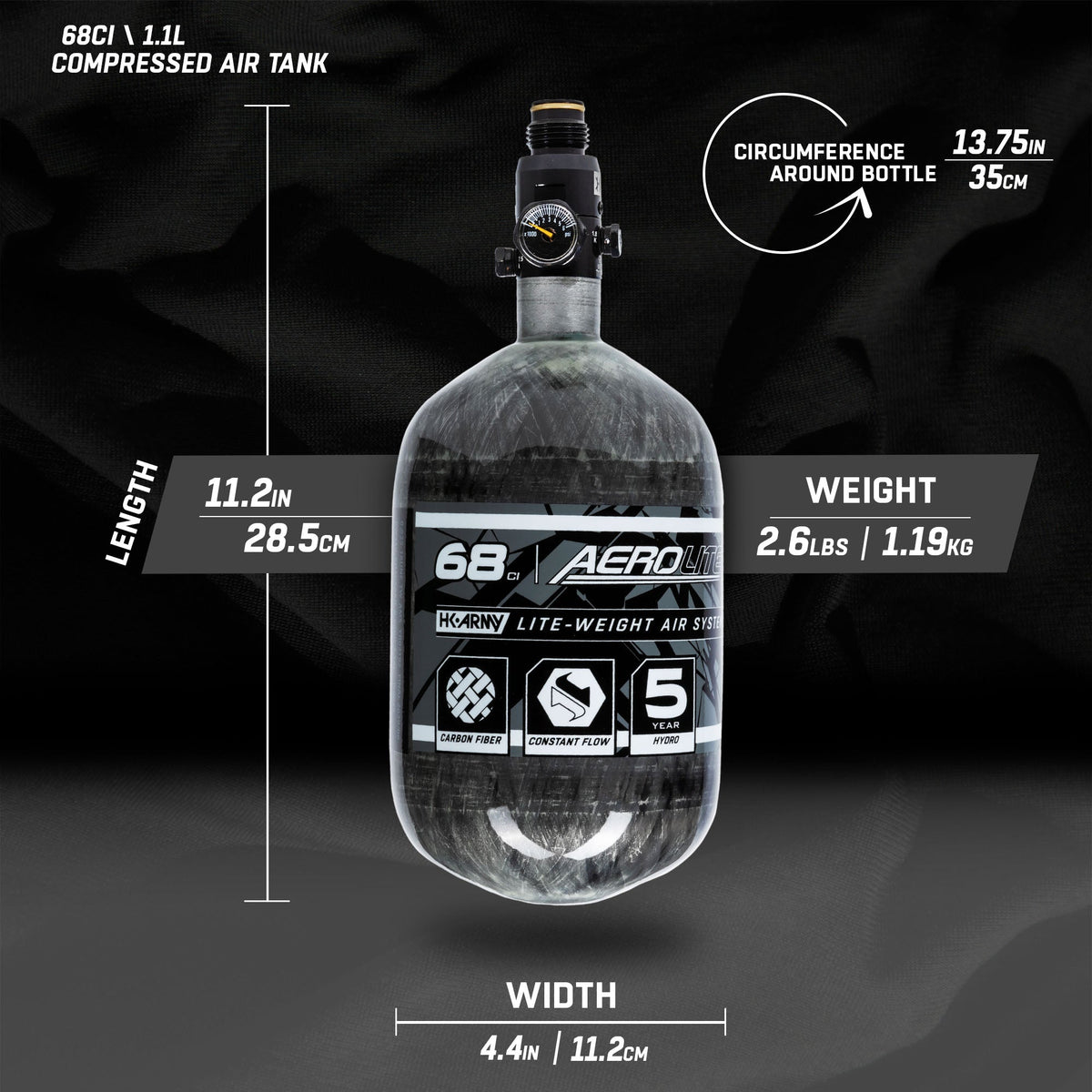 AeroLite Carbon Fiber Tank - KA Tech Airsoft - Air Tank