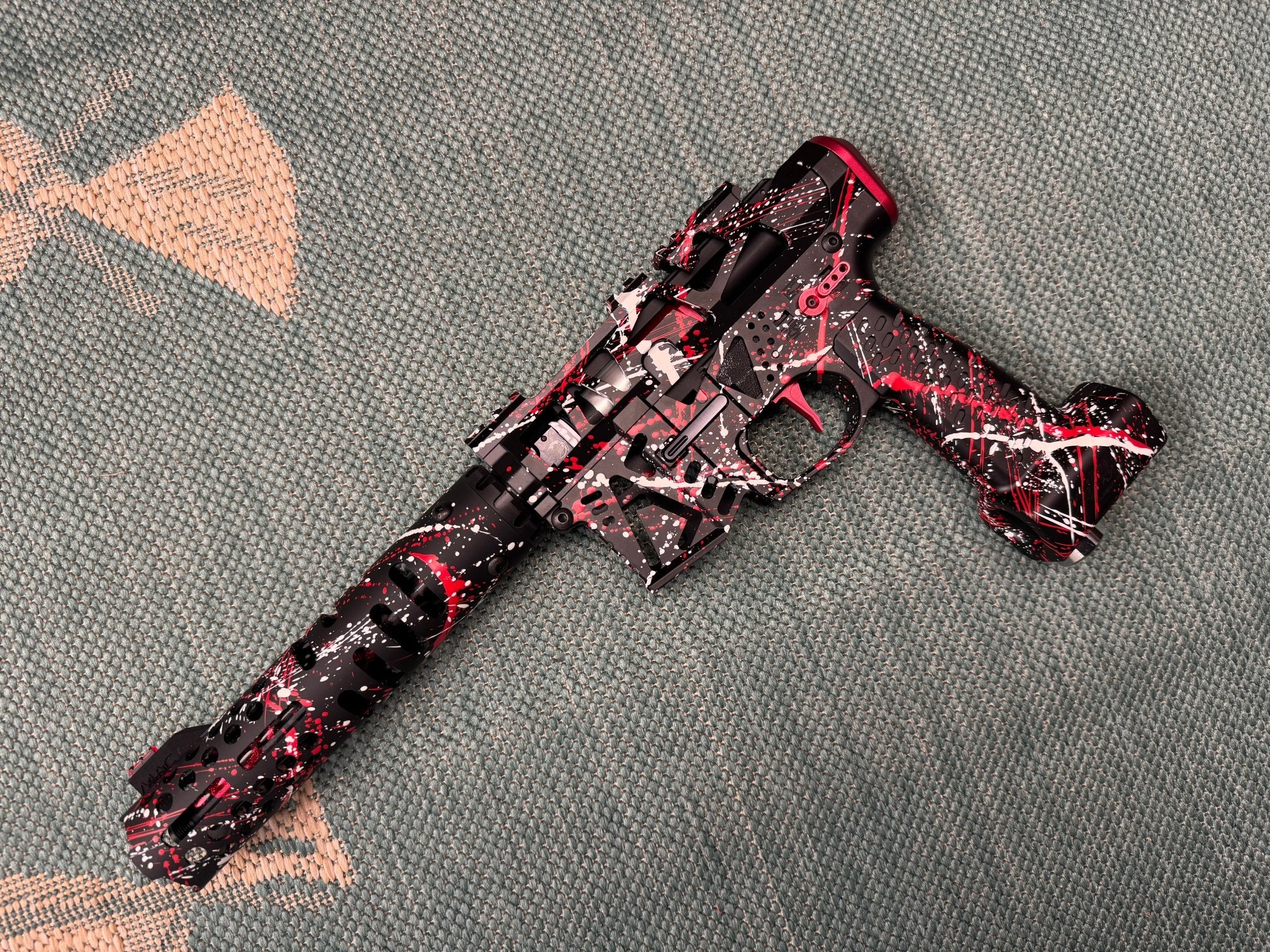 KA Tech MAC Polarstar F2 AR7 V MSG/ESG HPA M4 splatter Cerakoted red/white - KA Tech Airsoft - Polarstar F2