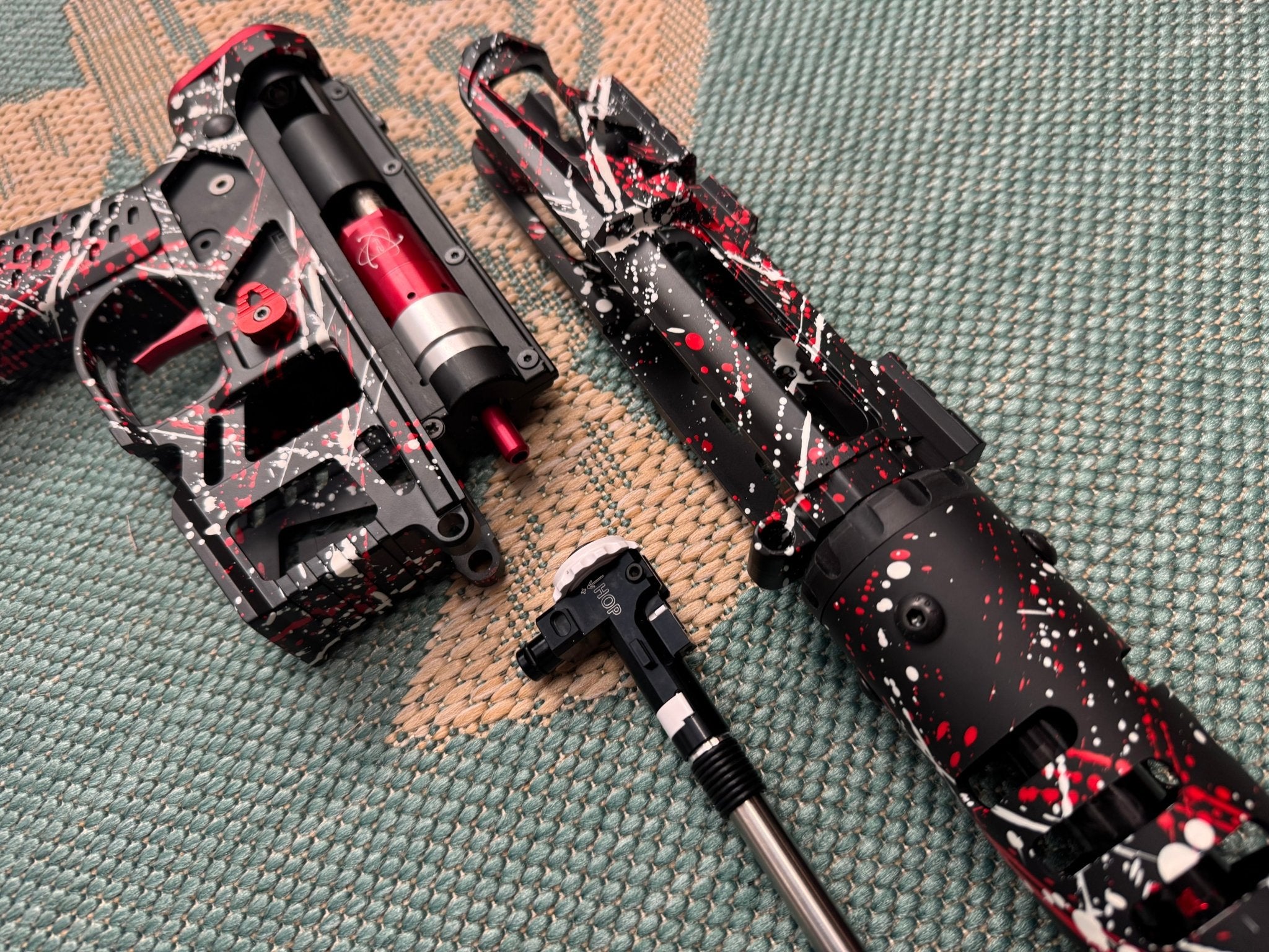 KA Tech MAC Polarstar F2 AR7 V MSG/ESG HPA M4 splatter Cerakoted red/white - KA Tech Airsoft - Polarstar F2