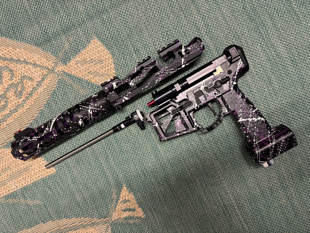 KA Tech MAC Polarstar Fusion Engine AR7 L.E. MSG/ESG HPA M4 Skeletonized splatter Cerakoted Purple/White - KA Tech Airsoft - Polarstar Fusion Engine
