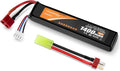 Crazepony Airsoft Battery 11.1V 1400mAh 30C Rechargeable LiPo with T Plug (Deans) to Mini Tamiya Cable - KA Tech Airsoft - Battery