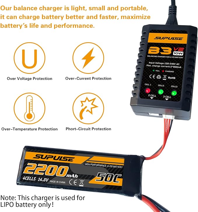 SUPULSE B3 V2 Lipo Balance Charger 7.4 - 11.1V - KA Tech Airsoft - Battery Charger