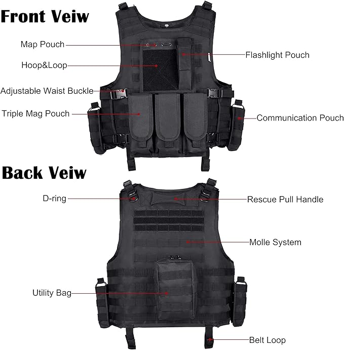 Tactical Airsoft Vest Adjustable Modular Airsoft Paintball Vest - KA Tech Airsoft - Vest