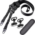 REERON Two Point Traditional Slings Set | Extra Long Adjustable Rifle 2 Point Sling + 2 Pack 360° Rotation 1.25" QD Sling Swivel Mounts for M - Rails + Shoulder Pad - KA Tech Airsoft - 