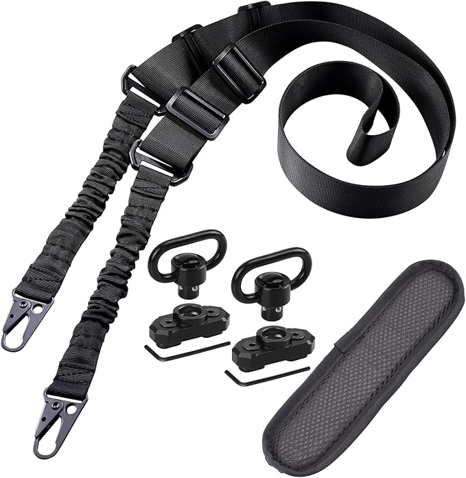 REERON Two Point Traditional Slings Set | Extra Long Adjustable Rifle 2 Point Sling + 2 Pack 360° Rotation 1.25