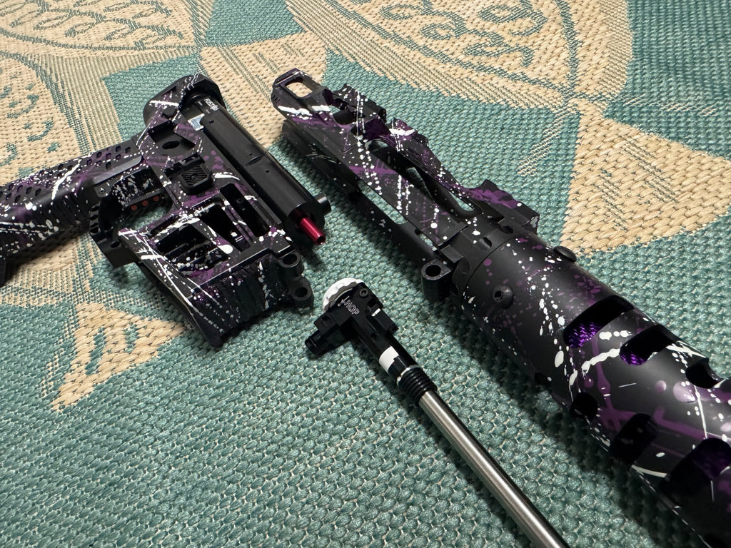KA Tech MAC Polarstar Fusion Engine AR7 L.E. MSG/ESG HPA M4 Skeletonized splatter Cerakoted Purple/White - KA Tech Airsoft - Polarstar Fusion Engine