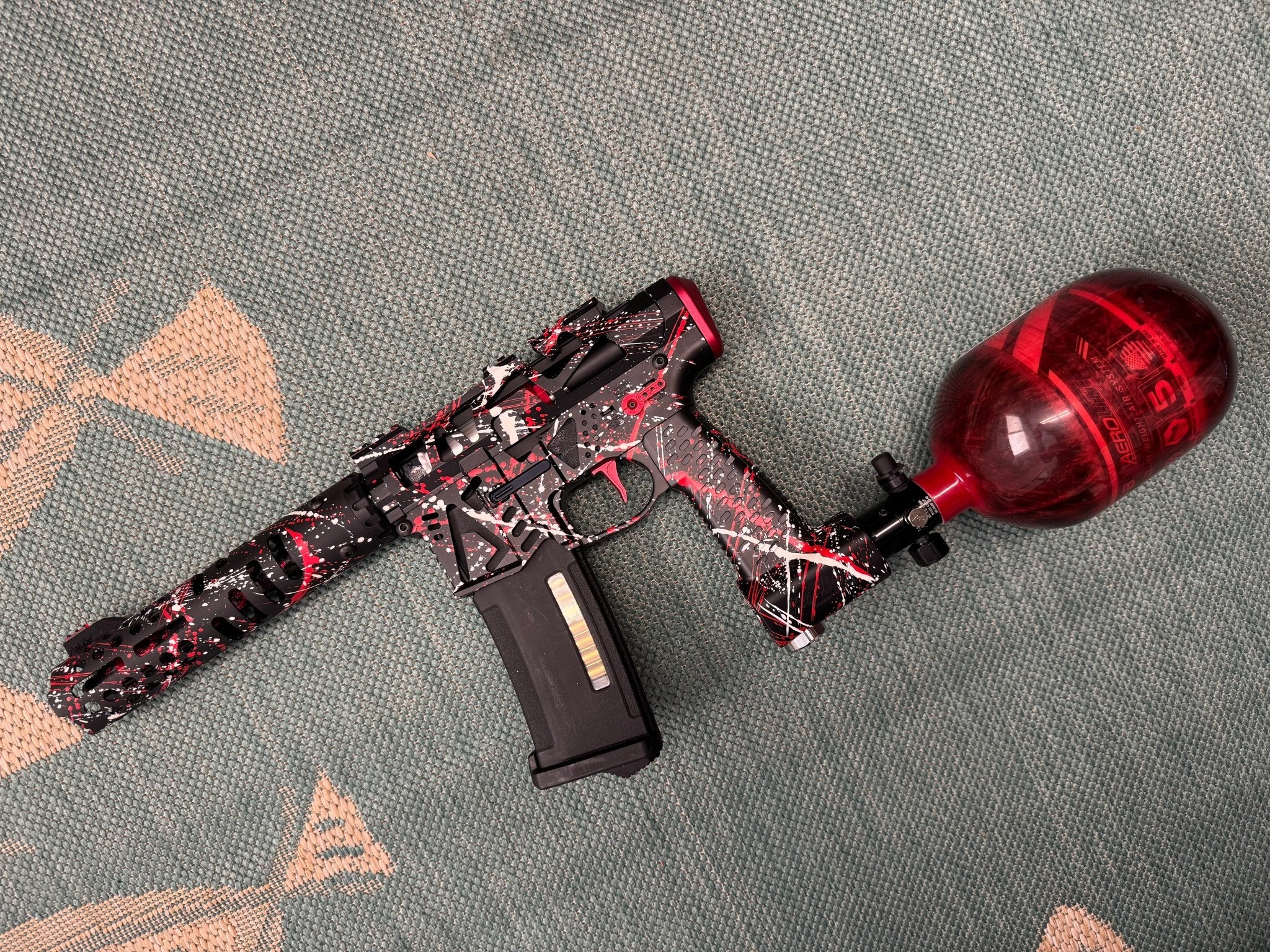 KA Tech MAC Polarstar F2 AR7 V MSG/ESG HPA M4 splatter Cerakoted red/white - KA Tech Airsoft - Polarstar F2