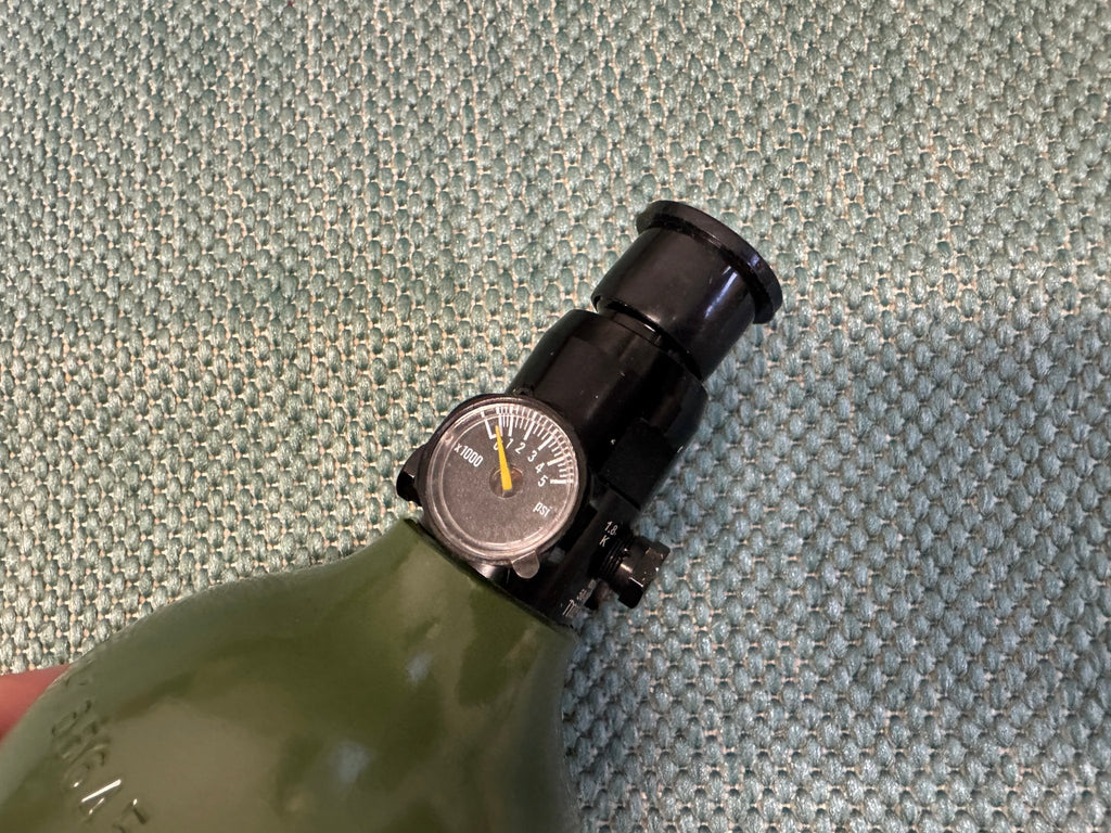 HK Army 48/3000 Olive Aluminum Tank with Regulator Adjusted to Low Output - KA Tech Airsoft - Airtank