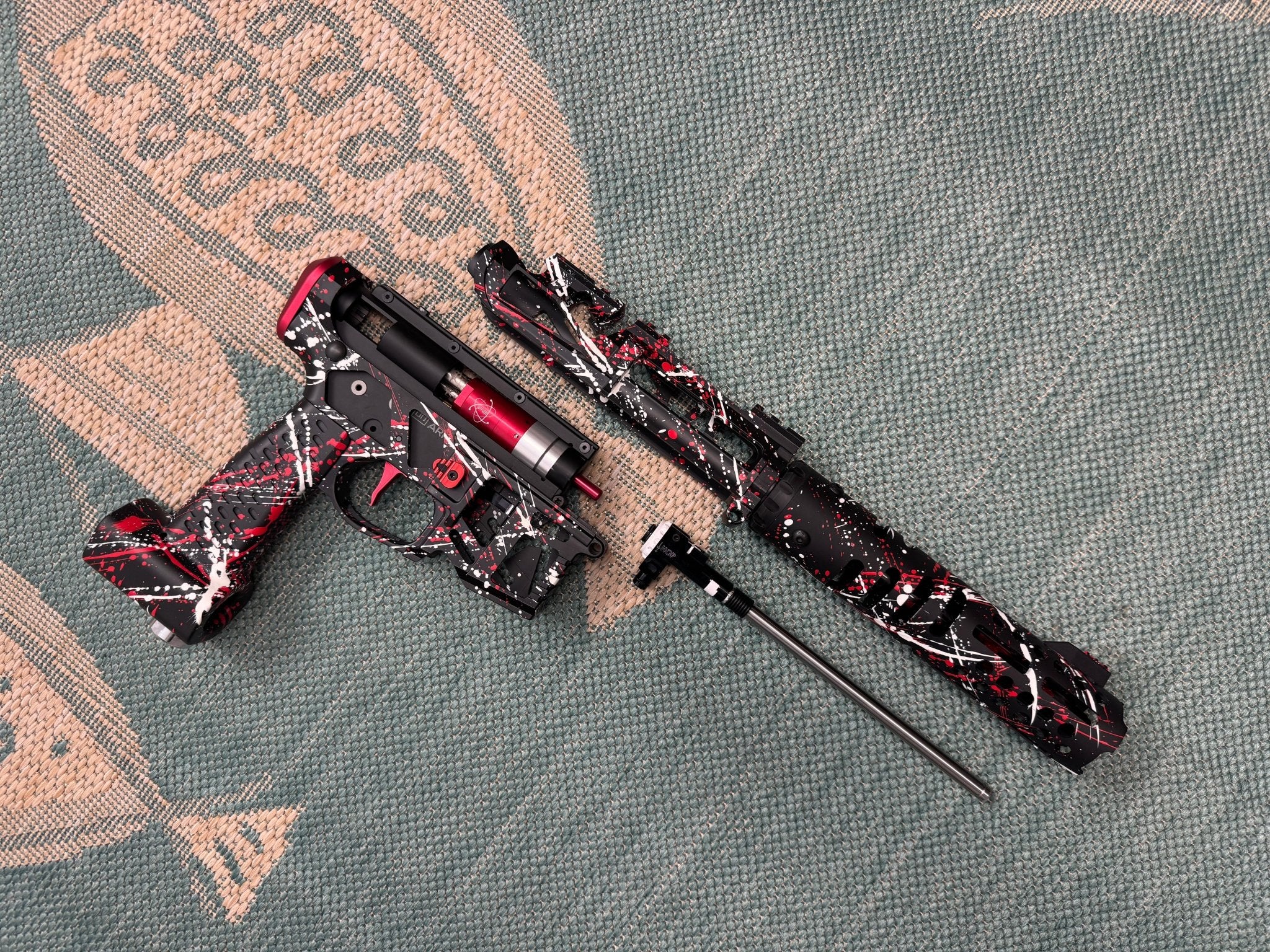 KA Tech MAC Polarstar F2 AR7 V MSG/ESG HPA M4 splatter Cerakoted red/white - KA Tech Airsoft - Polarstar F2