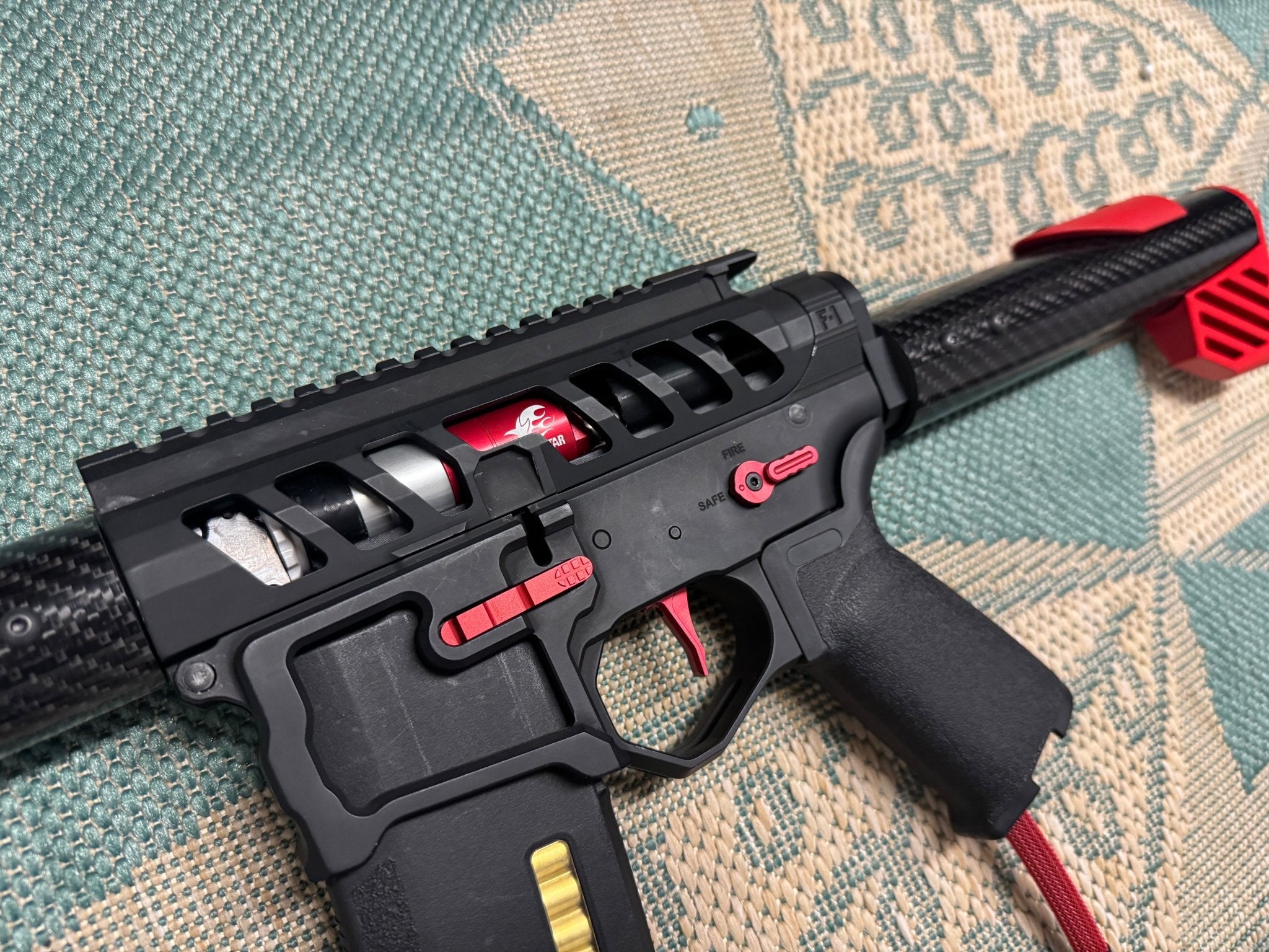 KA Tech Carbon “Ruby” Skeletonized Polarstar F2 HPA M4 “Type 4” - KA Tech Airsoft - Polarstar F2