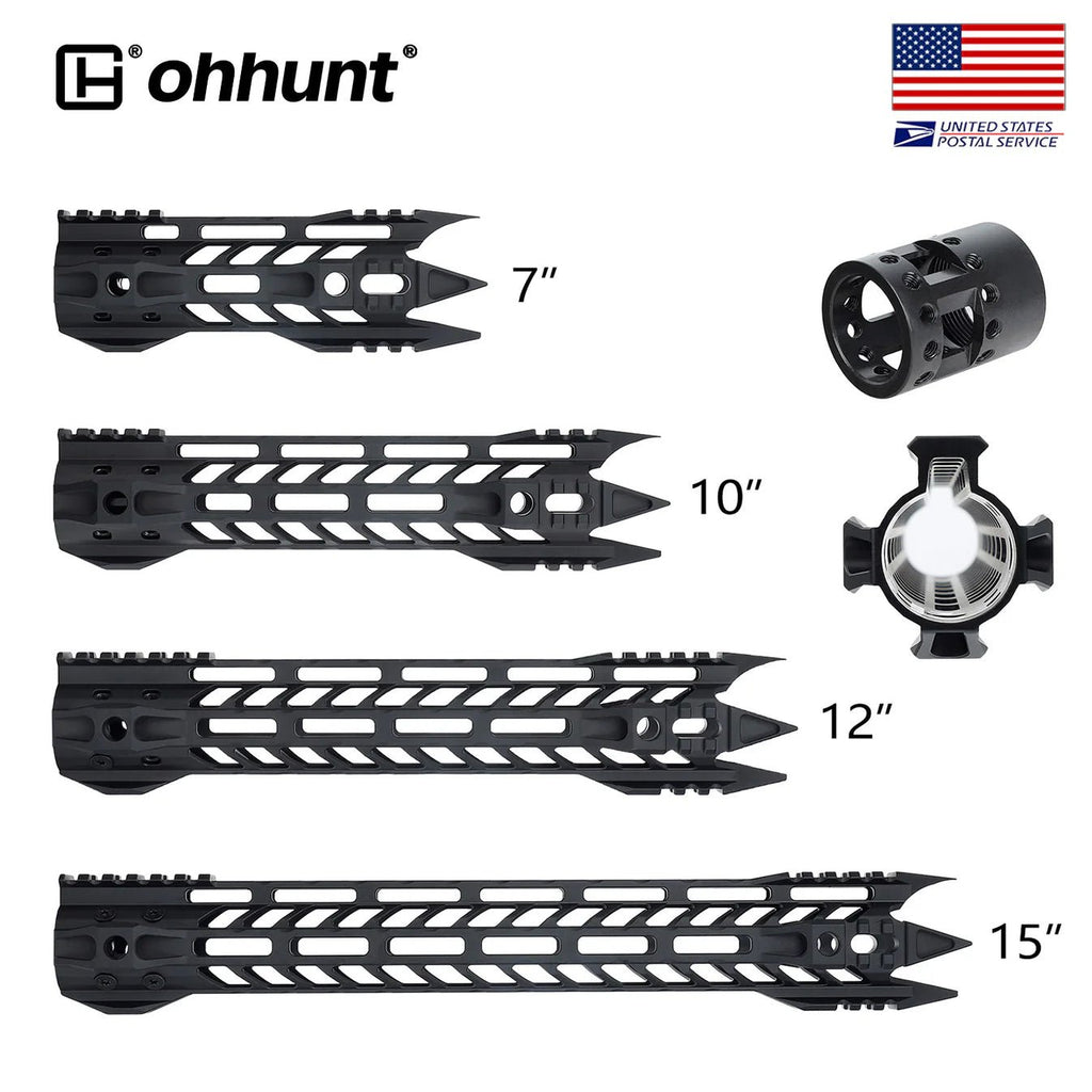 Gen2 AR - 15 Javelin Handguard M - LOK Free Float with Steel Barrel Nut 7" 10" 12" 15" - KA Tech Airsoft - rail