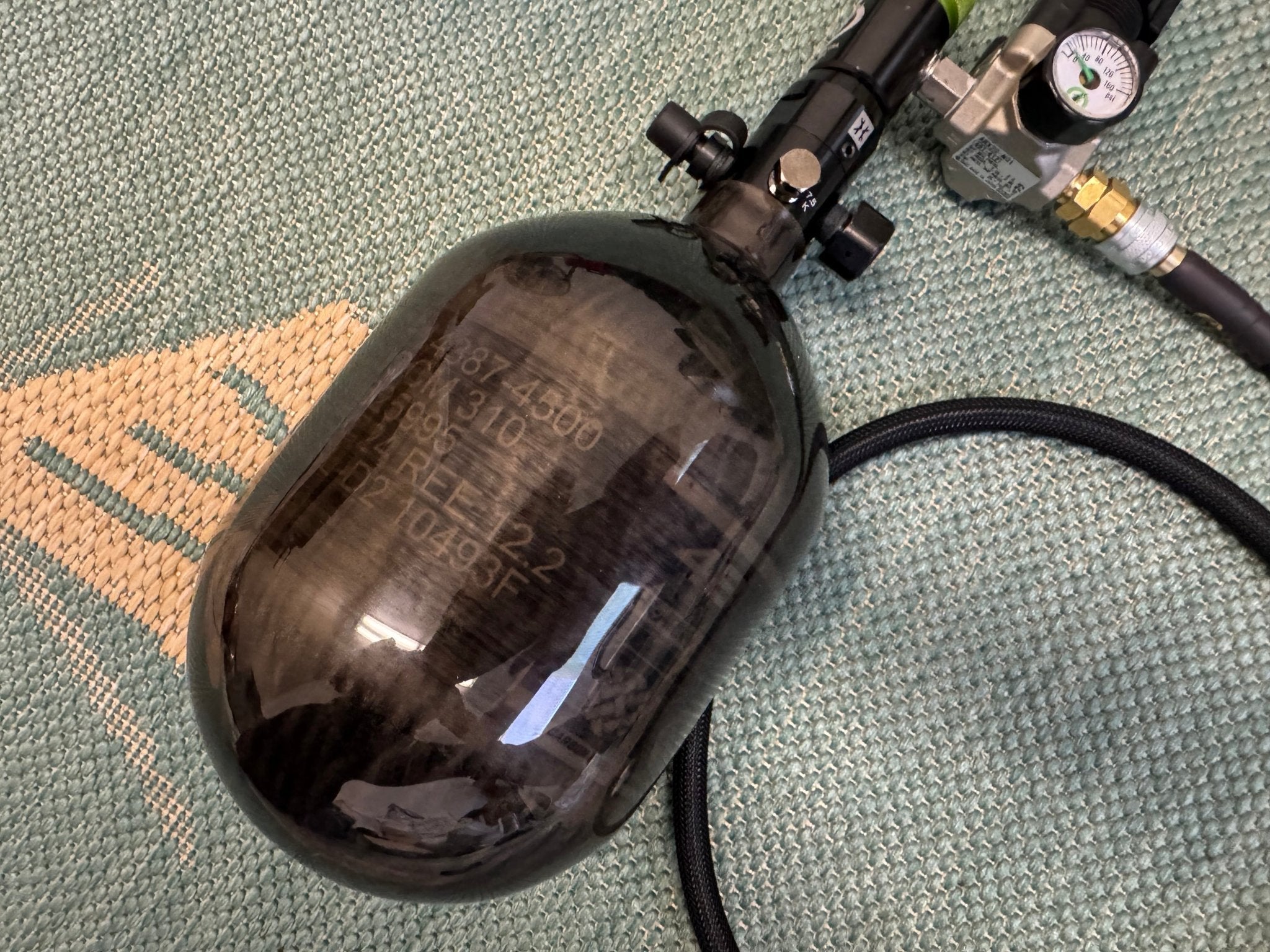 Black Carbon 48/4500 Tank with SLP Regulator and line - KA Tech Airsoft - Airirg