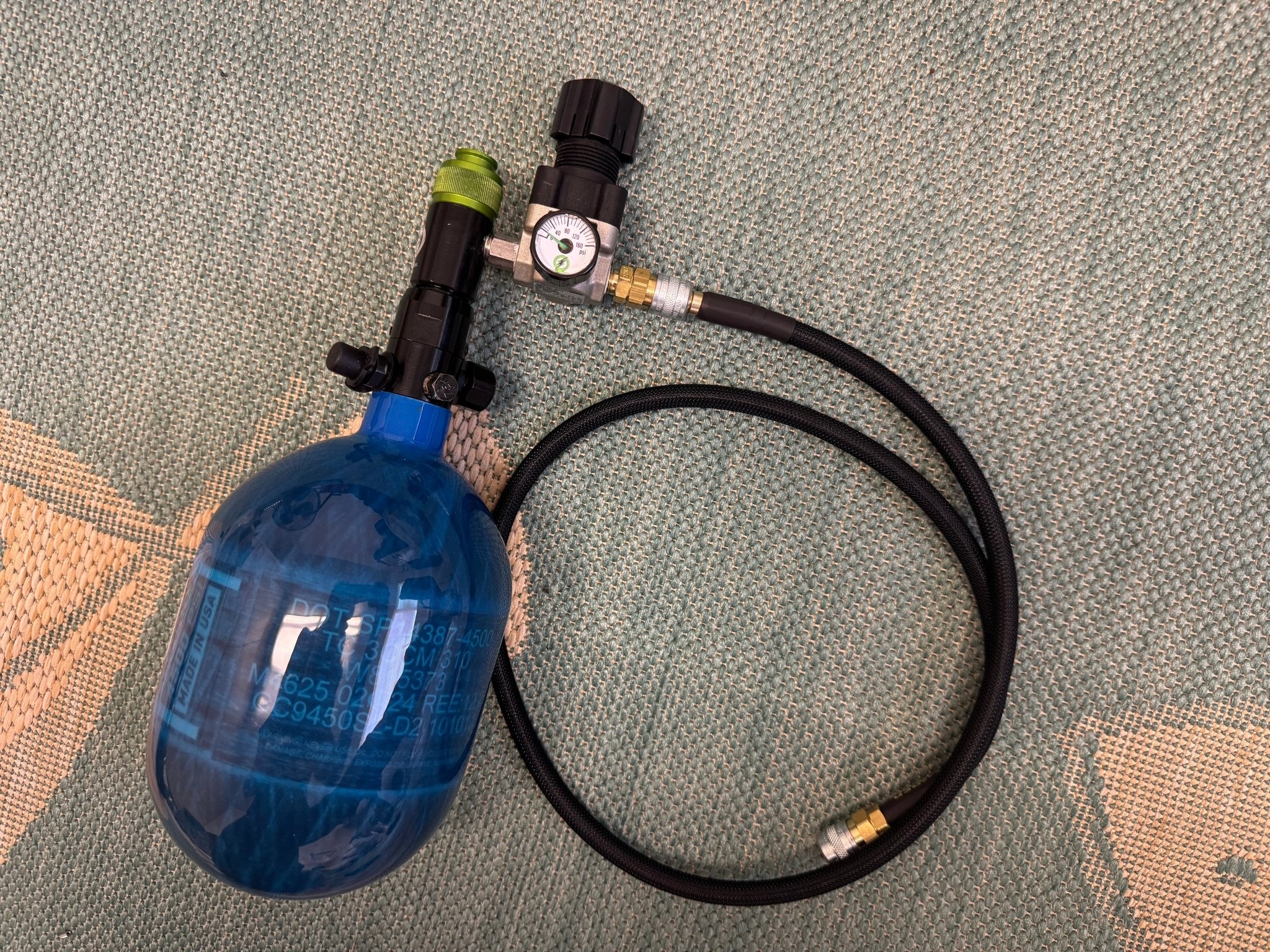 Blue Carbon 48/4500 Tank with SLP Regulator and line - KA Tech Airsoft - Airirg