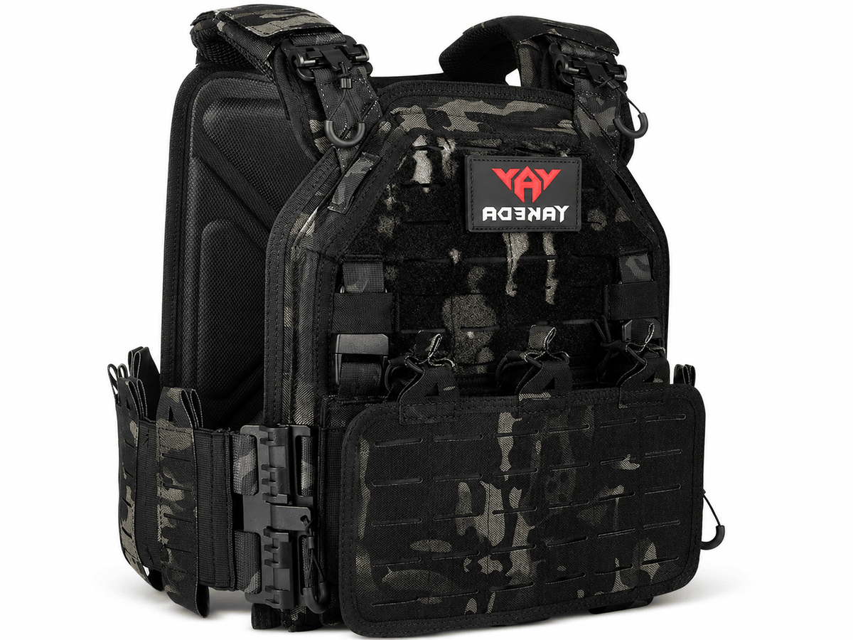 YAKEDA Tactical Outdoor Vest – 1000D Nylon Quick Release Laser-Cut MOLLE - KA Tech Airsoft - Sporting Goods
