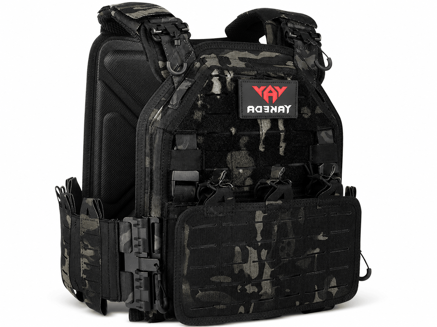 YAKEDA Tactical Outdoor Vest – 1000D Nylon Quick Release Laser-Cut MOLLE - KA Tech Airsoft - Sporting Goods