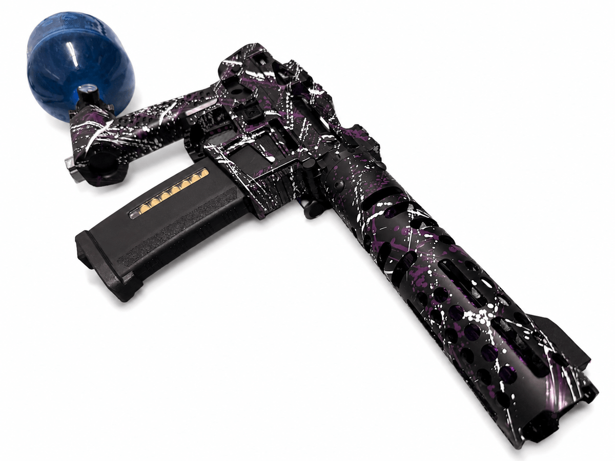 KA Tech MAC Polarstar Fusion Engine AR7 L.E. MSG/ESG HPA M4 Skeletonized splatter Cerakoted Purple/White - KA Tech Airsoft - Polarstar Fusion Engine
