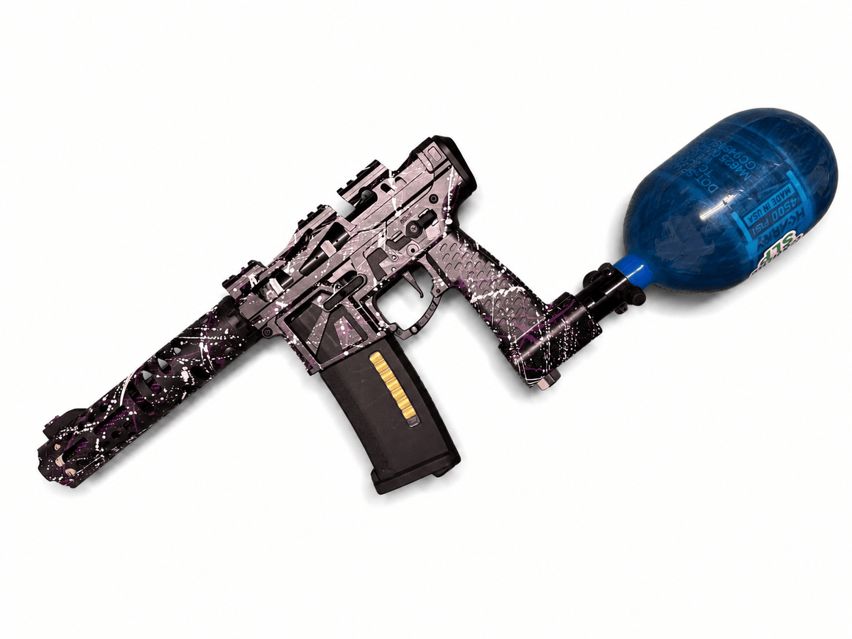 KA Tech MAC Polarstar Fusion Engine AR7 L.E. MSG/ESG HPA M4 Skeletonized splatter Cerakoted Purple/White - KA Tech Airsoft - Polarstar Fusion Engine