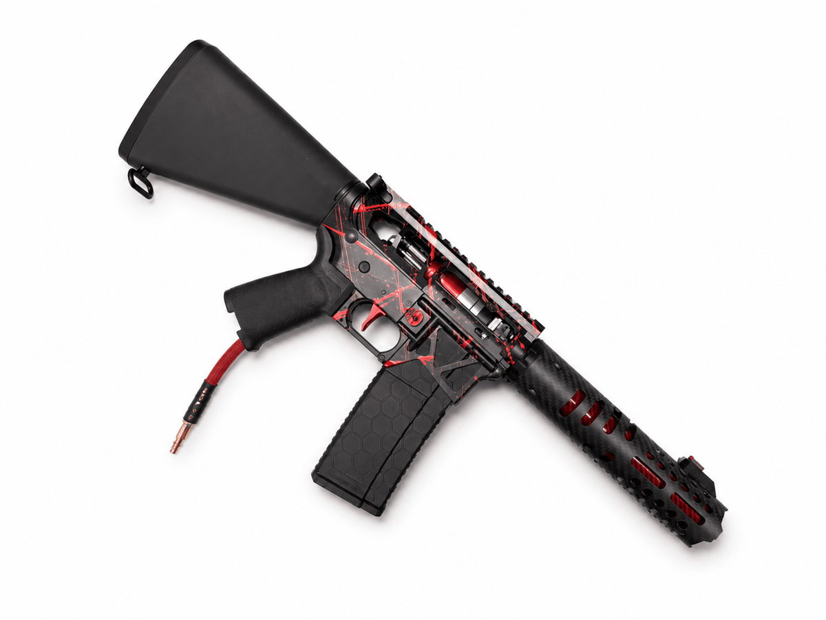 KA Tech MAC Polarstars F2 AR8 HPA M4 Stuby Type 3 Skeletonized Cerakote Splatter - KA Tech Airsoft - Polarstar F2