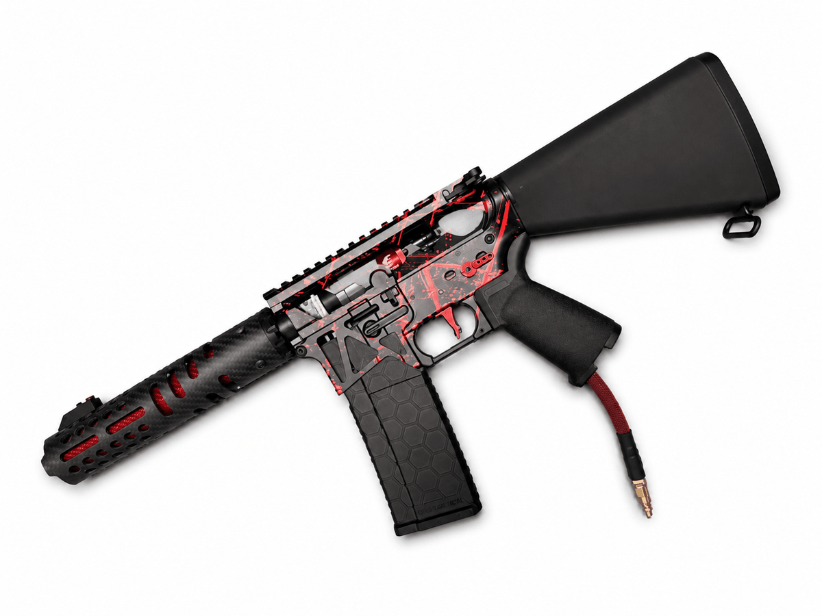 KA Tech MAC Polarstars F2 AR8 HPA M4 Stuby Type 3 Skeletonized Cerakote Splatter - KA Tech Airsoft - Polarstar F2
