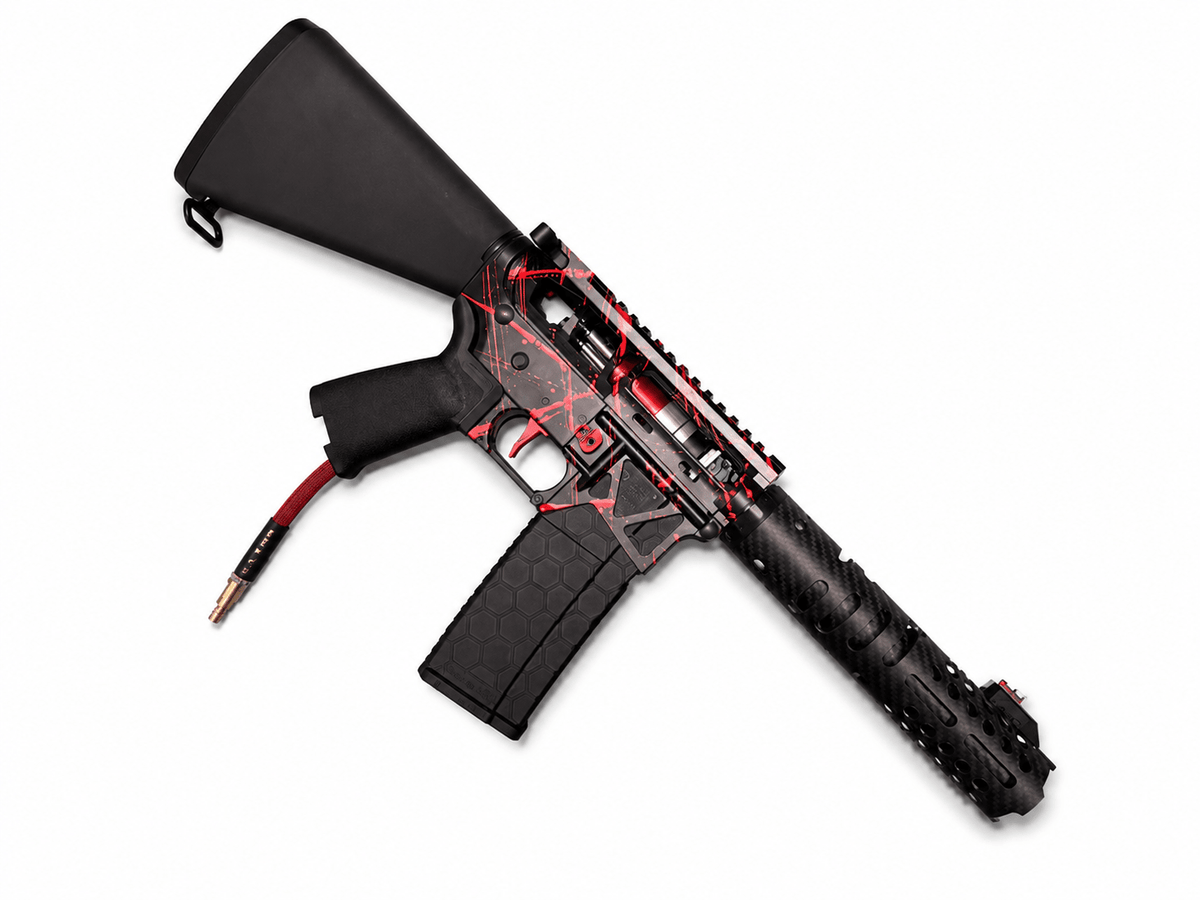 KA Tech MAC Polarstars F2 AR8 HPA M4 Stuby Type 3 Skeletonized Cerakote Splatter - KA Tech Airsoft - Polarstar F2