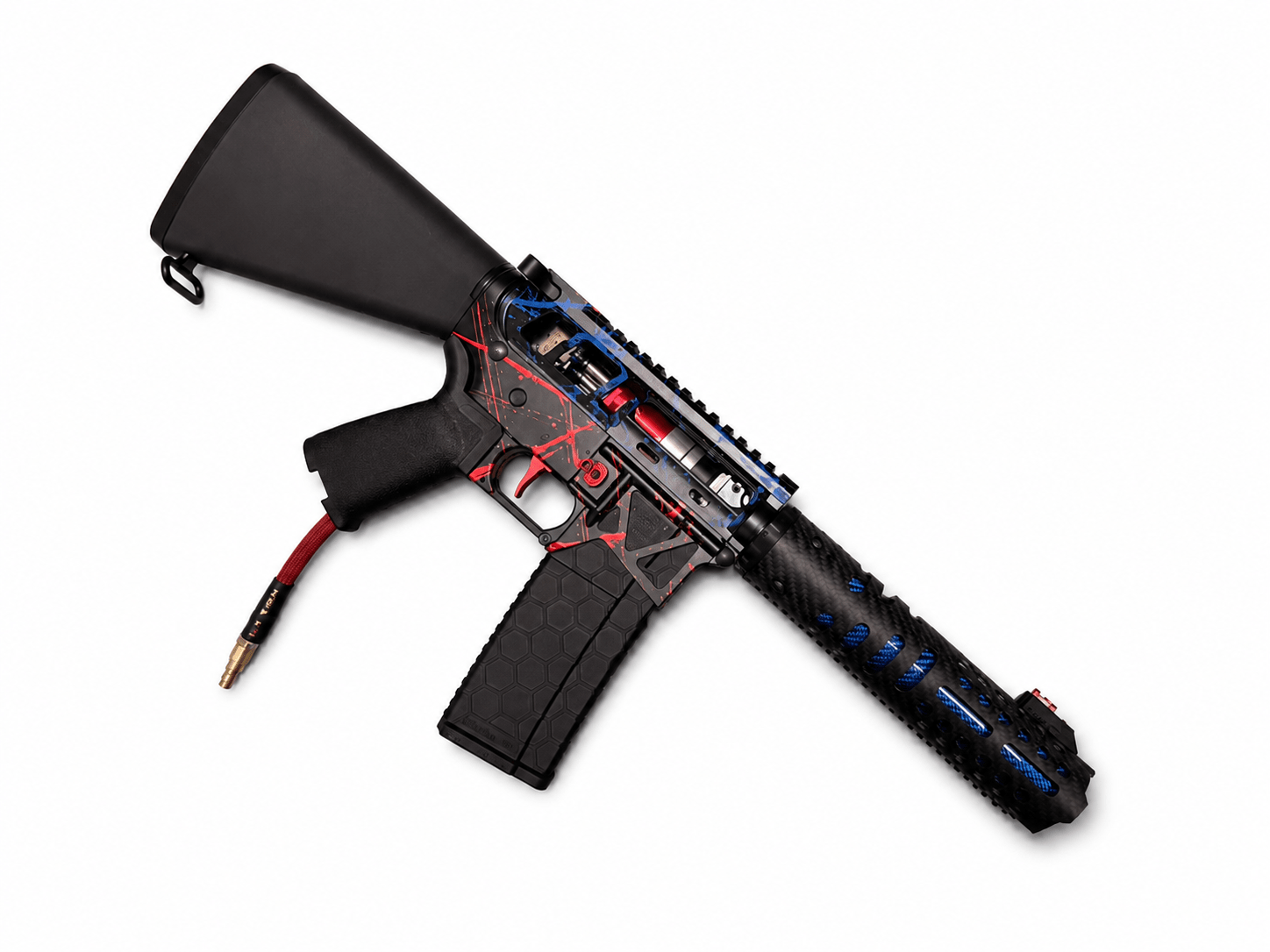 KA Tech MAC Polarstars F2 AR8 HPA M4 Stuby Type 3 Skeletonized Cerakote Splatter - KA Tech Airsoft - Polarstar F2
