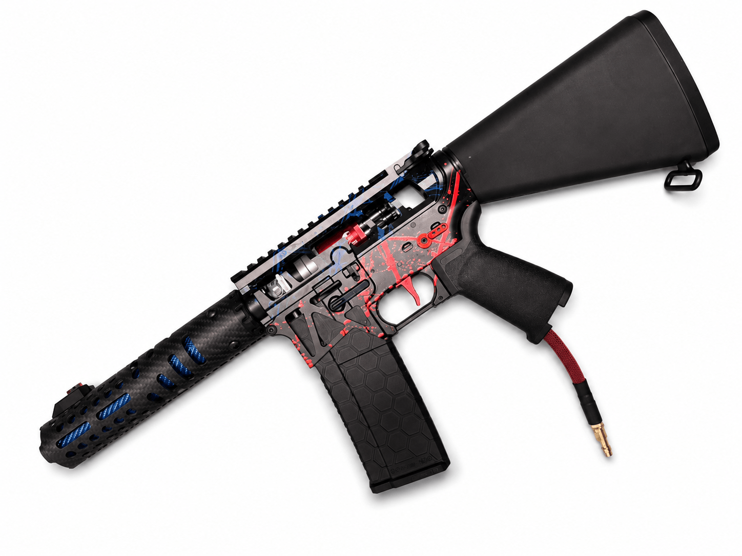 KA Tech MAC Polarstars F2 AR8 HPA M4 Stuby Type 3 Skeletonized Cerakote Splatter - KA Tech Airsoft - Polarstar F2