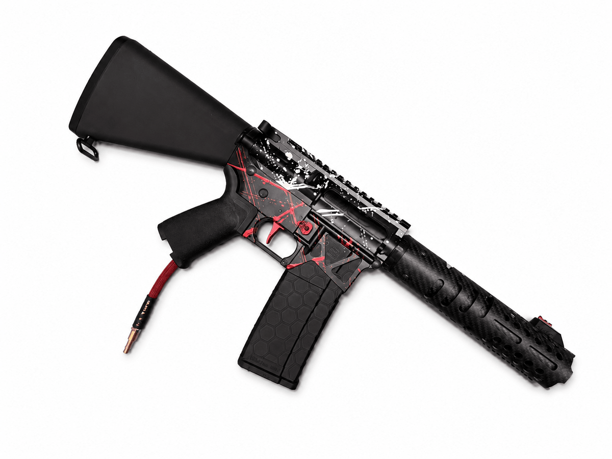 KA Tech MAC Polarstars F2 AR8 HPA M4 Stuby Type 3 Skeletonized Cerakote Splatter - KA Tech Airsoft - Polarstar F2
