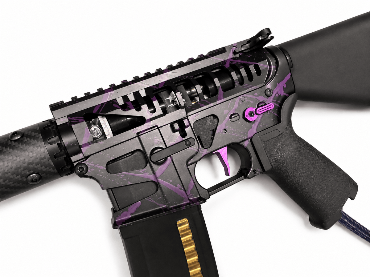 KA Tech MAC Polarstars F2 AR8 HPA M4 Stuby Type 5 Skeletonized Cerakote Splatter - KA Tech Airsoft - Polarstar F2