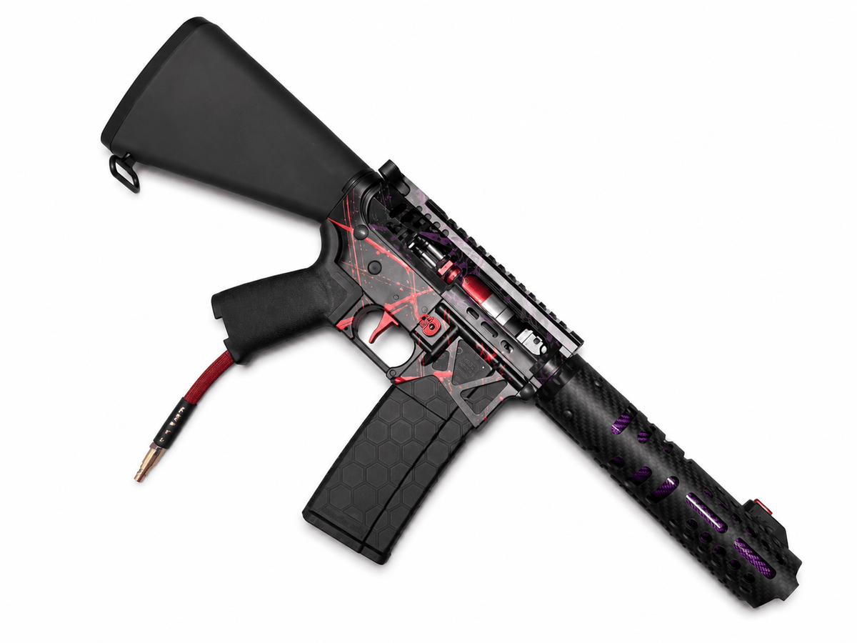 KA Tech MAC Polarstars F2 AR8 HPA M4 Stuby Type 3 Skeletonized Cerakote Splatter - KA Tech Airsoft - Polarstar F2