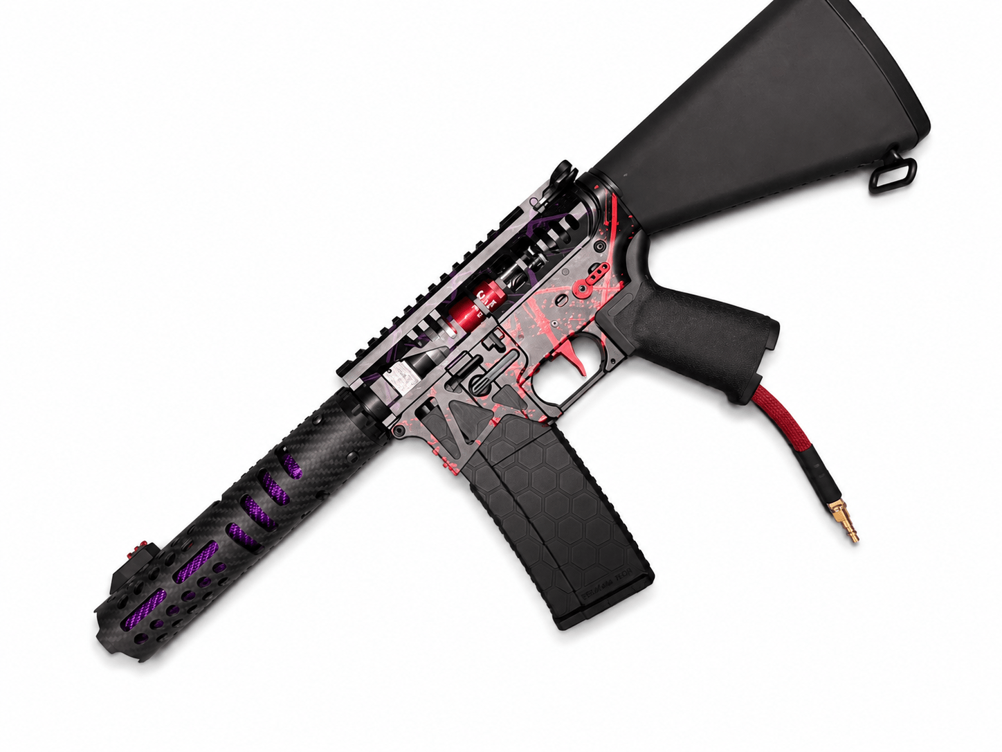 KA Tech MAC Polarstars F2 AR8 HPA M4 Stuby Type 3 Skeletonized Cerakote Splatter - KA Tech Airsoft - Polarstar F2
