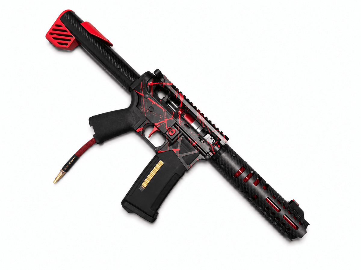 KA Tech MAC Polarstars F2 AR8 HPA M4 Carbon Type 3 Skeletonized Cerakote Splatter - KA Tech Airsoft - Polarstar F2