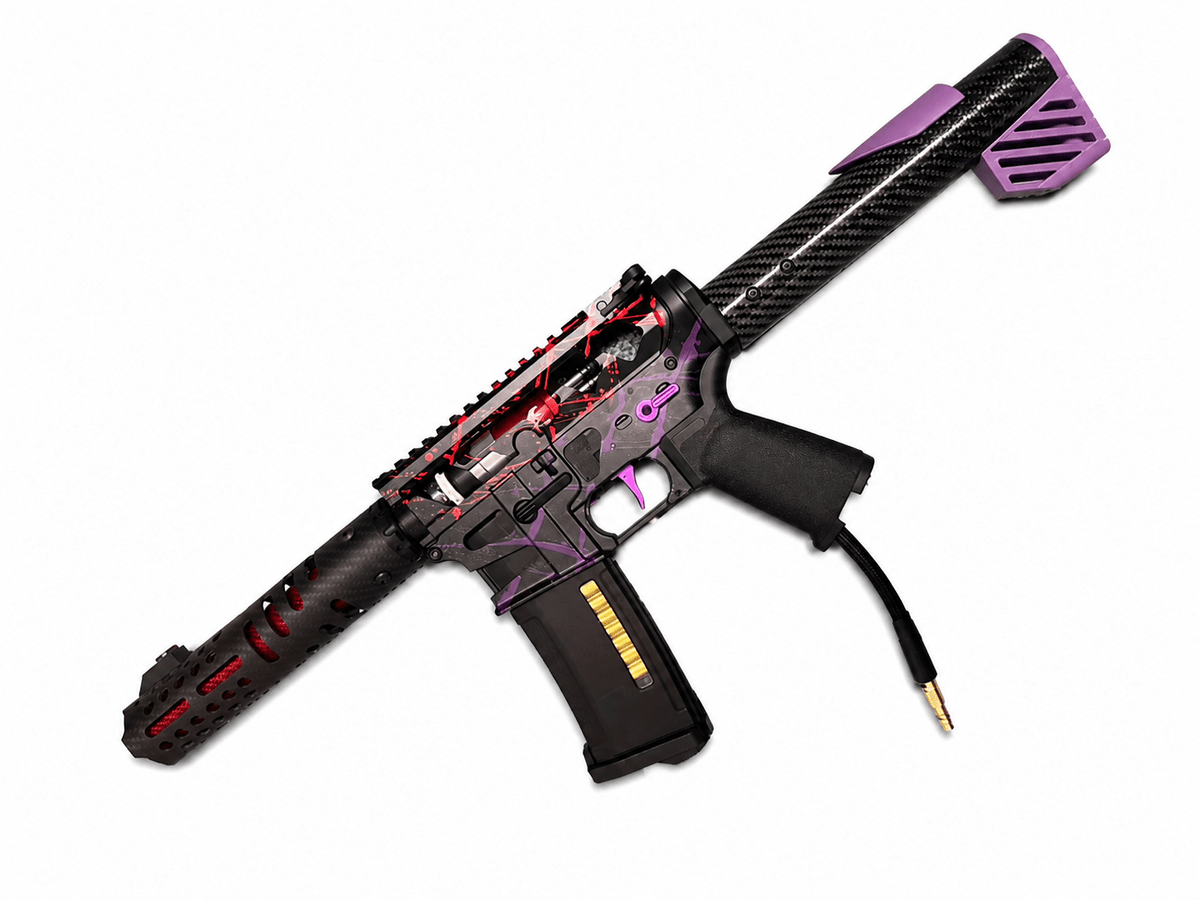 KA Tech MAC Polarstars F2 AR8 HPA M4 Carbon Type 5 Skeletonized Cerakote Splatter - KA Tech Airsoft - Polarstar F2