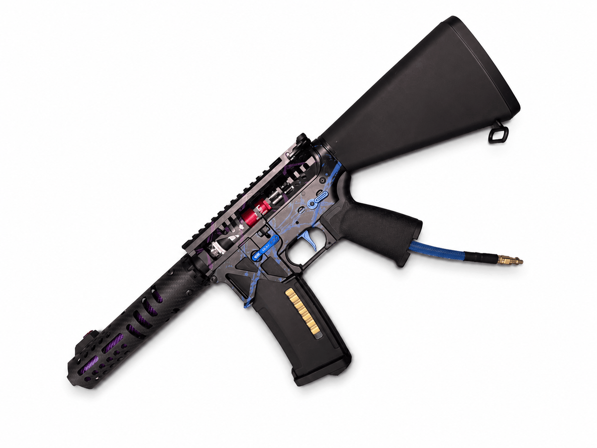 KA Tech MAC Polarstars F2 AR8 HPA M4 Stuby Type 2 Skeletonized Cerakote Splatter - KA Tech Airsoft - Polarstar F2