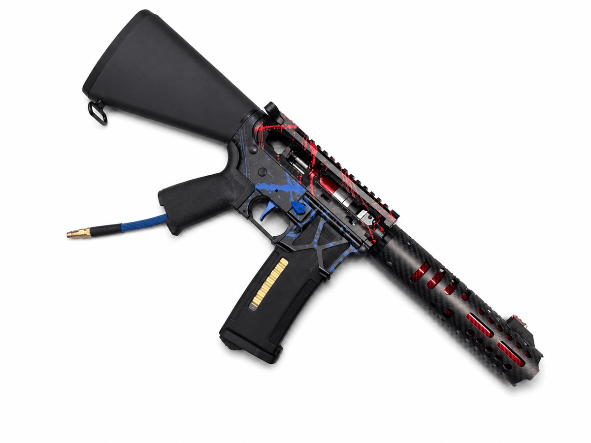 KA Tech MAC Polarstars F2 AR8 HPA M4 Stuby Type 2 Skeletonized Cerakote Splatter - KA Tech Airsoft - Polarstar F2