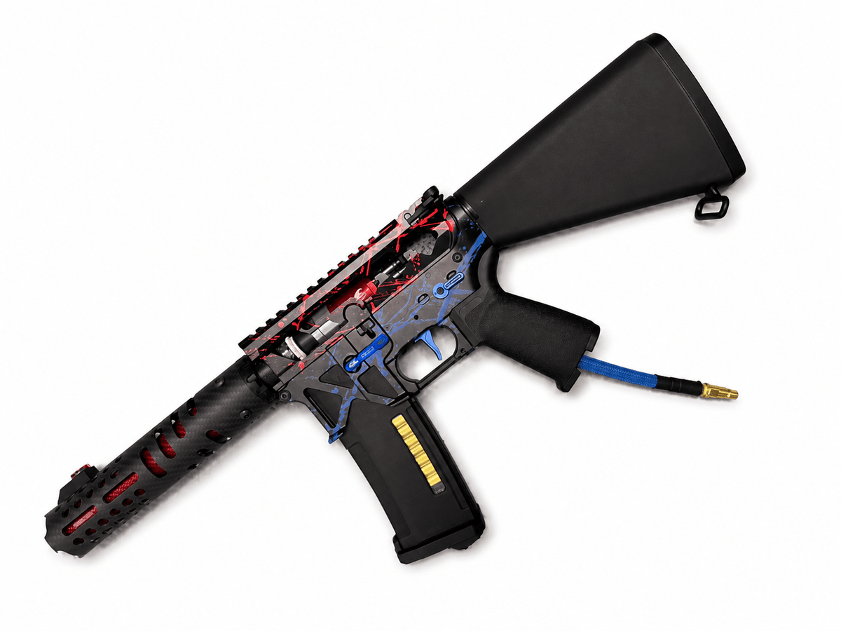 KA Tech MAC Polarstars F2 AR8 HPA M4 Stuby Type 2 Skeletonized Cerakote Splatter - KA Tech Airsoft - Polarstar F2