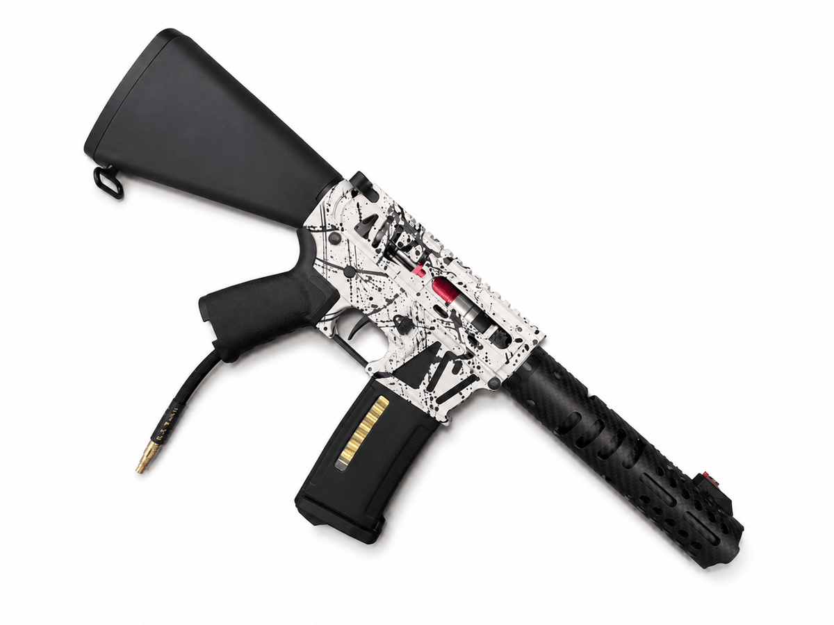 KA Tech MAC Airtac Polarstars F2 AR8 HPA M4 Stuby Type 4 Skeletonized Cerakote Splatter - KA Tech Airsoft - Polarstar F2