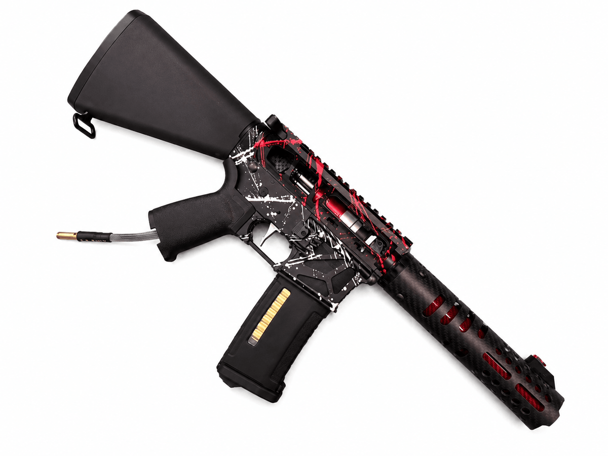 KA Tech MAC Airtac Polarstars F2 AR8 HPA M4 Stuby Type 1 Skeletonized Cerakote Splatter - KA Tech Airsoft - Polarstar F2