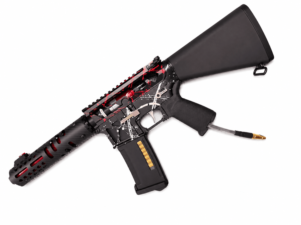 KA Tech MAC Airtac Polarstars F2 AR8 HPA M4 Stuby Type 1 Skeletonized Cerakote Splatter - KA Tech Airsoft - Polarstar F2