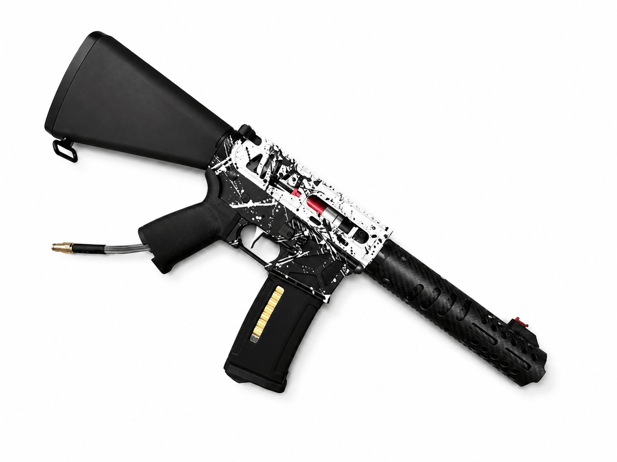 KA Tech MAC Airtac Polarstars F2 AR8 HPA M4 Stuby Type 1 Skeletonized Cerakote Splatter - KA Tech Airsoft - Polarstar F2