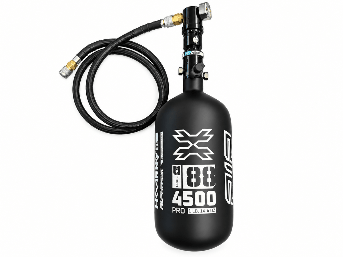 HK Army 88/4500 Carbon Fiber Air Tank — PolarStar MR2 Regulator & 36" Weaved Line - KA Tech Airsoft - Air Rig