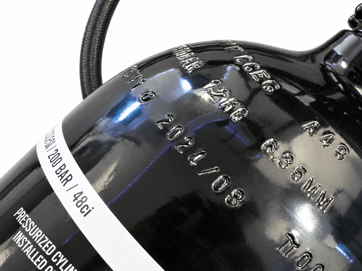 48/3000 Aluminum Air Tank — Airtech UK Regulator & 36" Weaved Line - KA Tech Airsoft - Air Rig