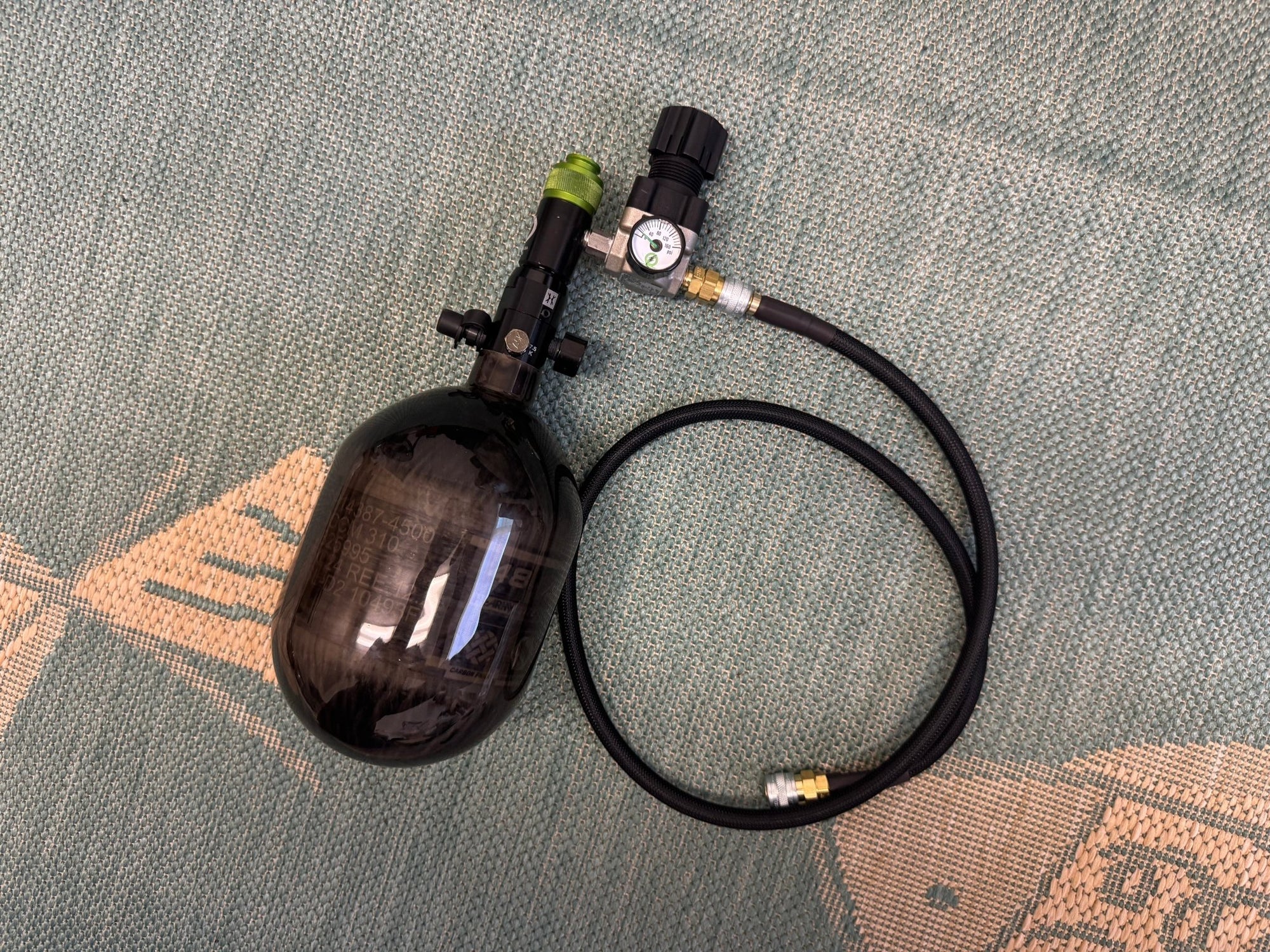 Black Carbon 48/4500 Tank with SLP Regulator and line - KA Tech Airsoft - Airirg